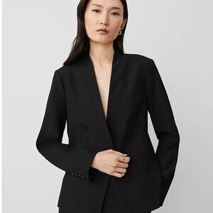 Ann Taylor Petite Cutaway Blazer in Bi-Stretch - 8P - black